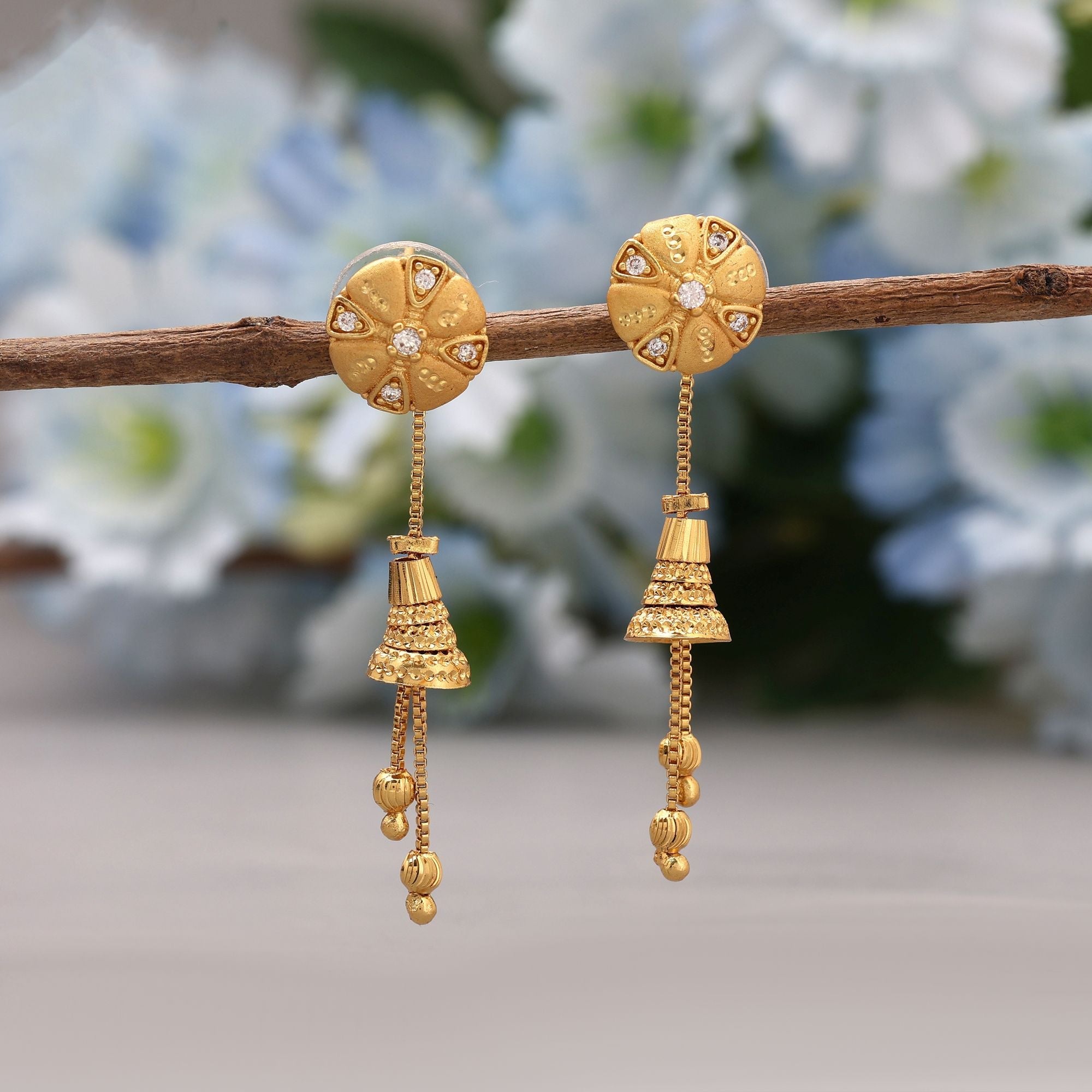 Gold Color Elegant Festive Antique Earrings