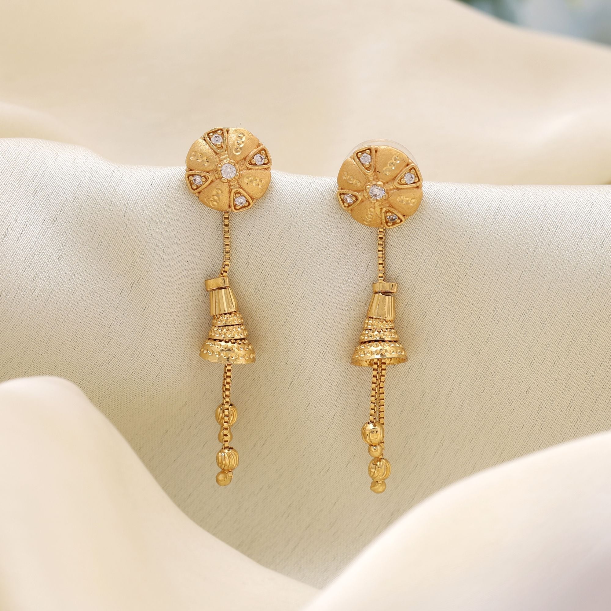 Gold Color Elegant Festive Antique Earrings