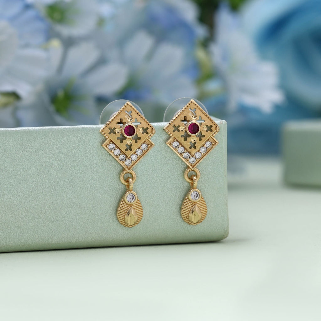 Gold Color Detailed Motif Antique Earrings