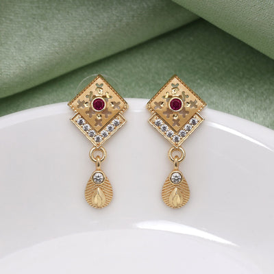 Gold Color Detailed Motif Antique Earrings