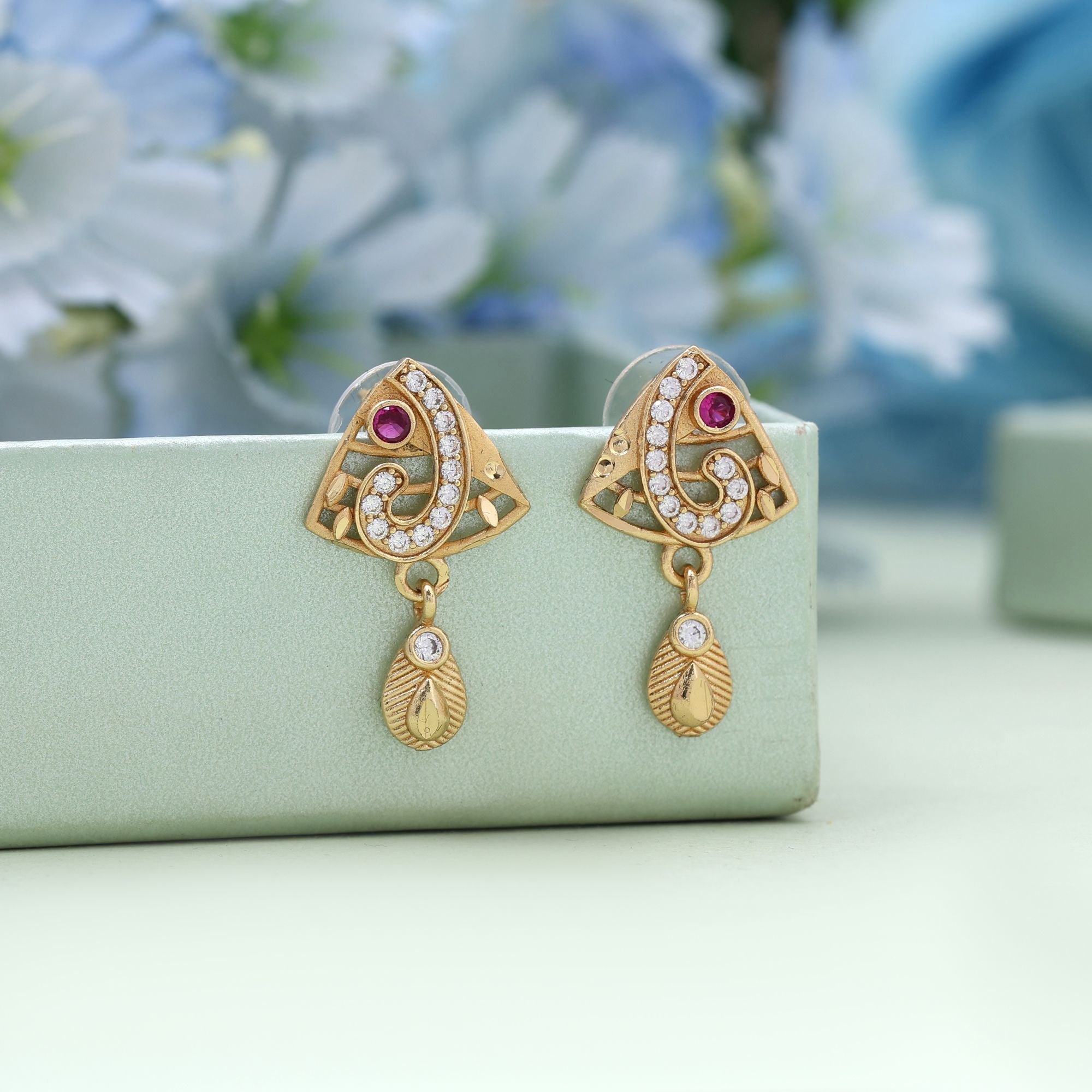 Gold Color Intricate Ethnic Fashion Earrings