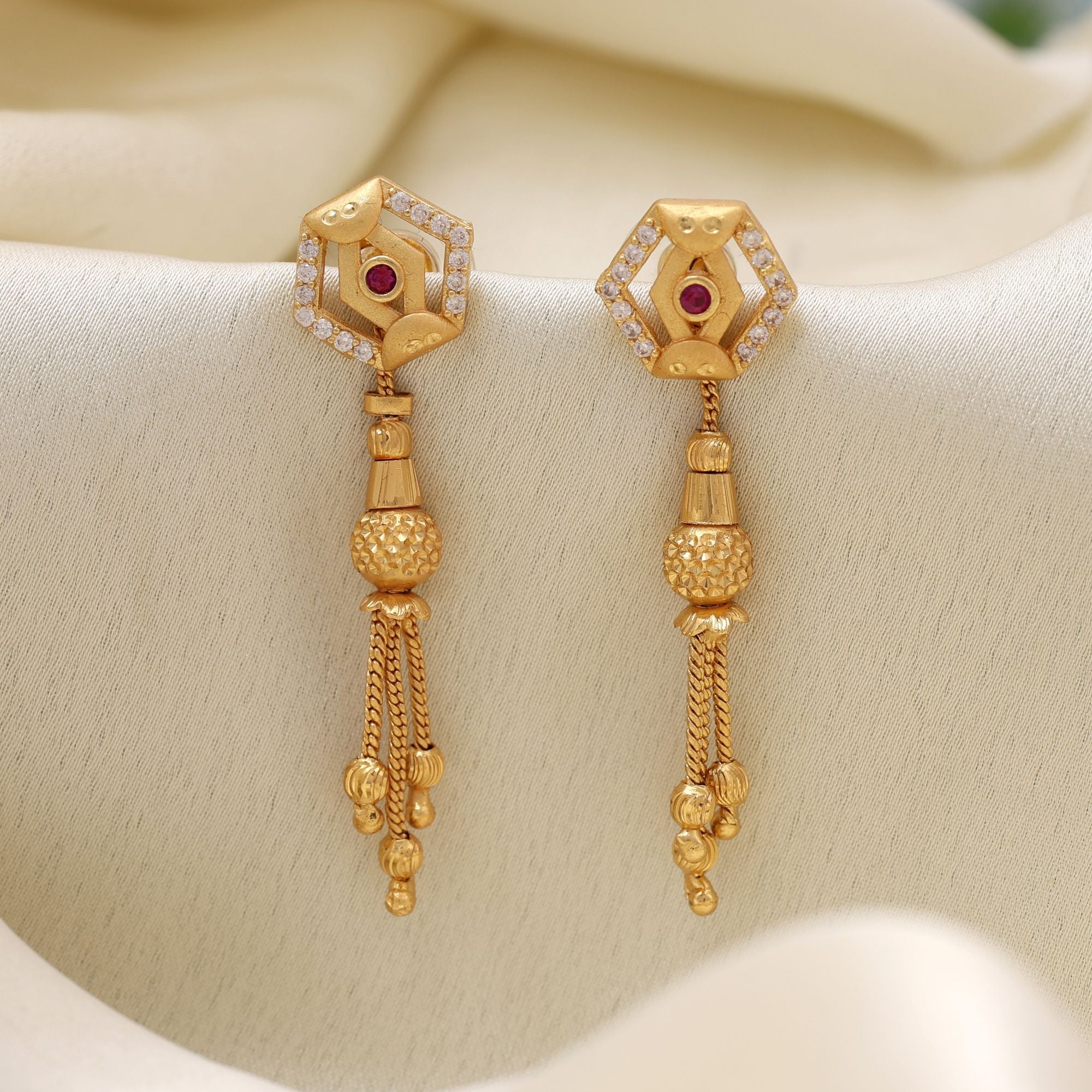 Gold Color Traditional Aesthetic Antique Earrings