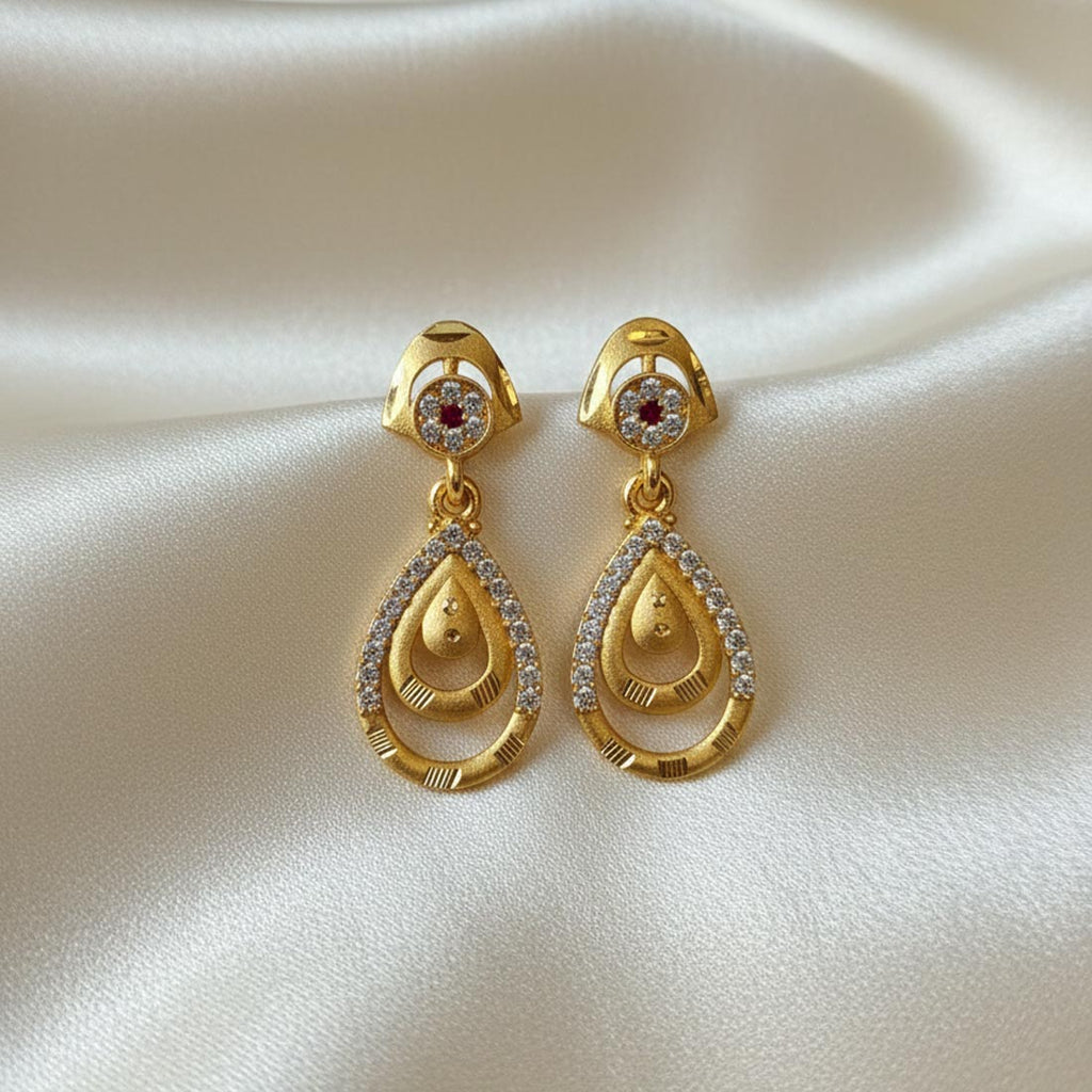 Gold Color Antique Earrings Crafted With Traditional Ethnic Design And Royal Finish