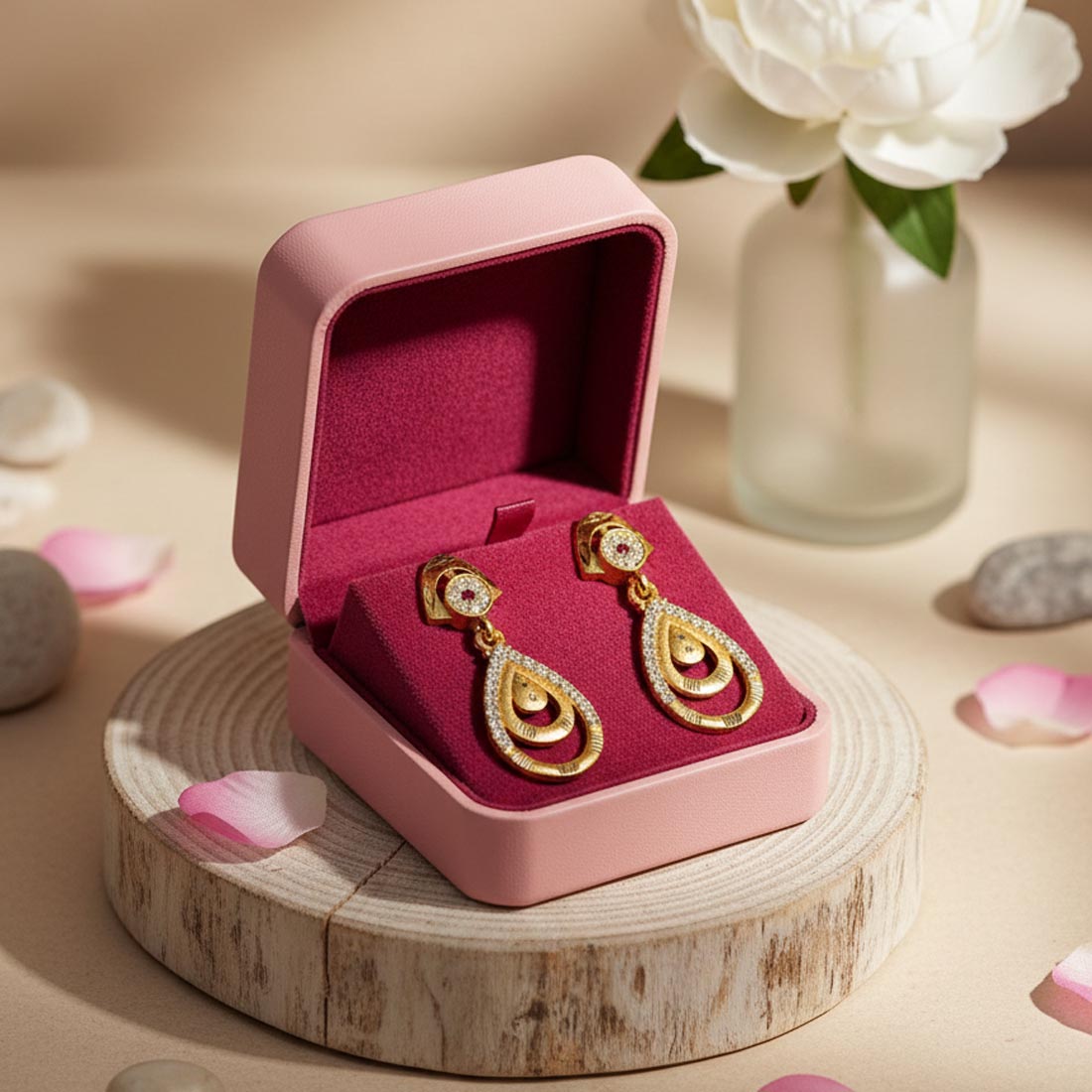 Gold Color Antique Earrings Crafted With Traditional Ethnic Design And Royal Finish