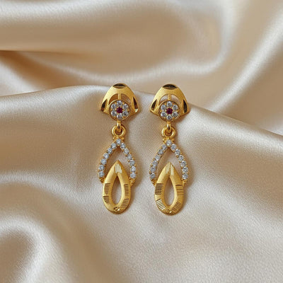 Gold Color Antique Earrings Designed With Heritage Motifs For Wedding Occasions