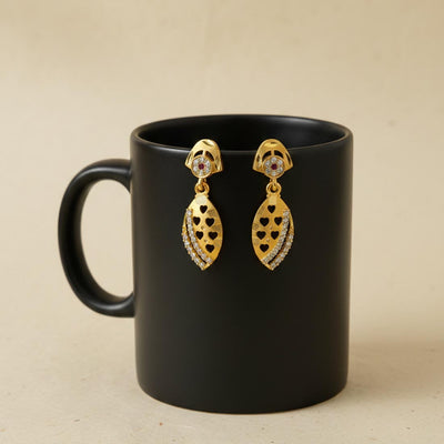 Gold Color Antique Earrings Styled For Cultural Functions And Wedding Ceremonies