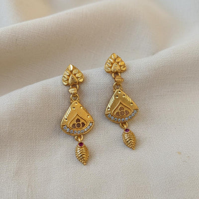 Gold Color Antique Earrings With Royal Vintage Appeal For Festive Occasions