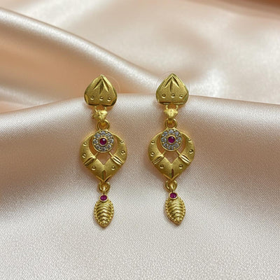 Gold Color Antique Earrings Inspired By South Indian Antique Jewelry Aesthetics