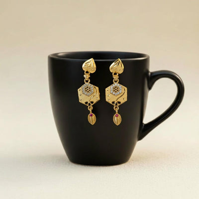 Gold Color Antique Earrings With Timeless Ethnic Design And Rich Detailing
