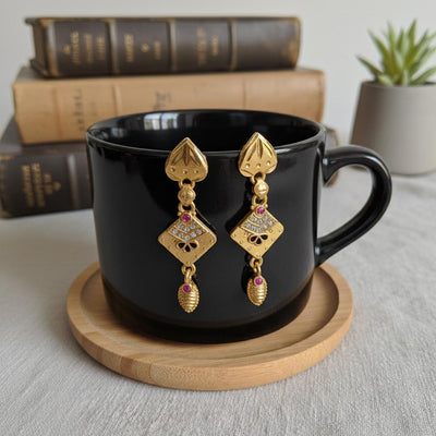 Gold Color Antique Earrings Suitable For Festive Wear And Bridal Occasions