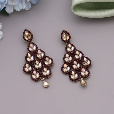 Maroon Color Matte Gold Earrings
