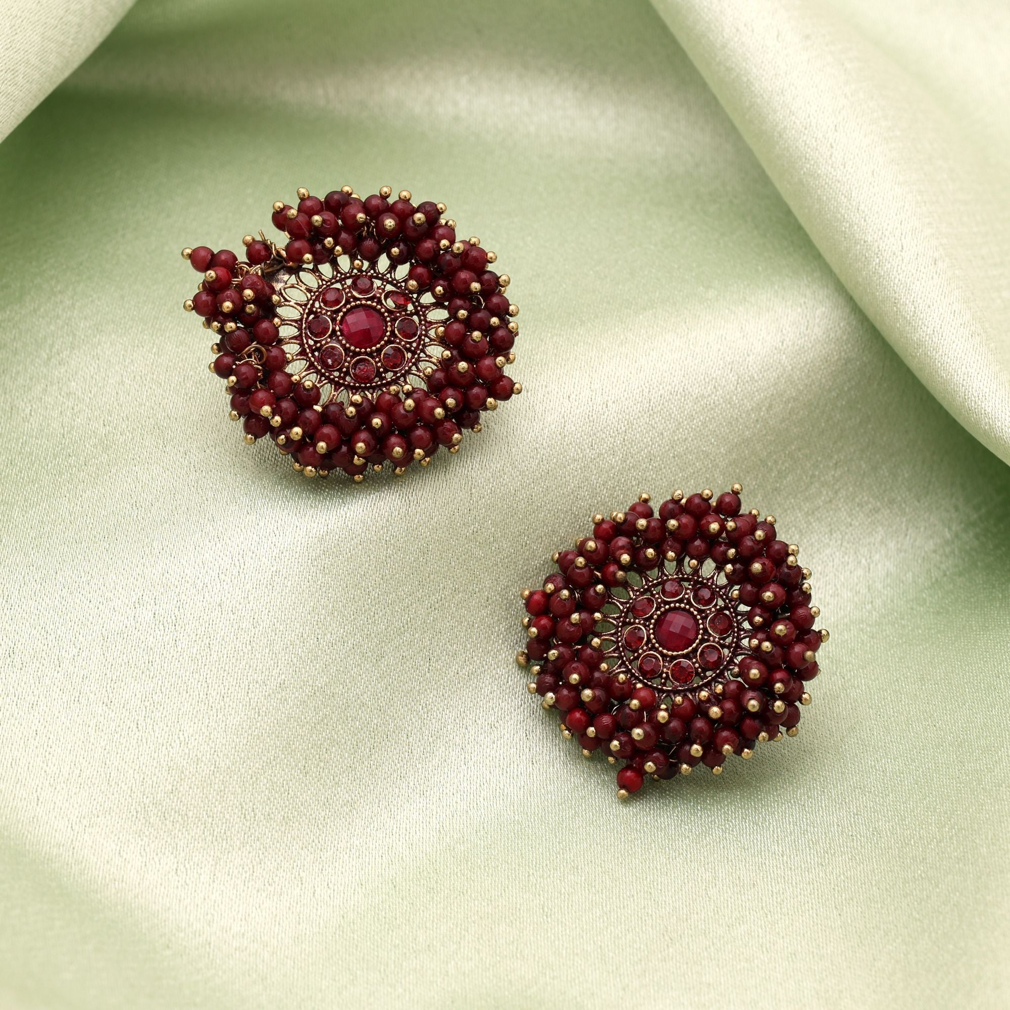Maroon Color Antique Earrings