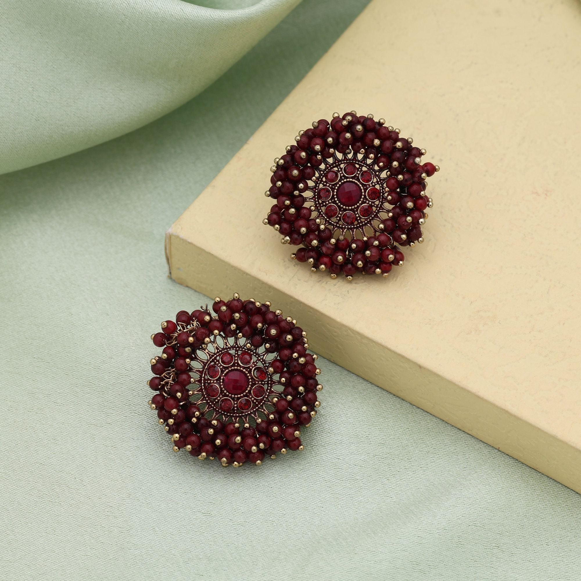 Maroon Color Antique Earrings
