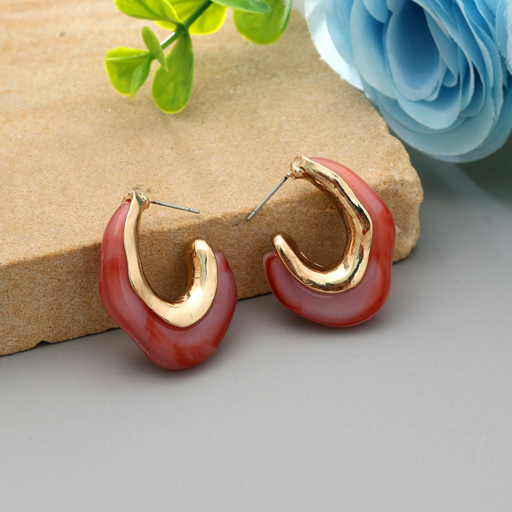 Magenta Color Antique Earrings Stylish Ethnic Vintage Inspired Festive Wear Jewelry