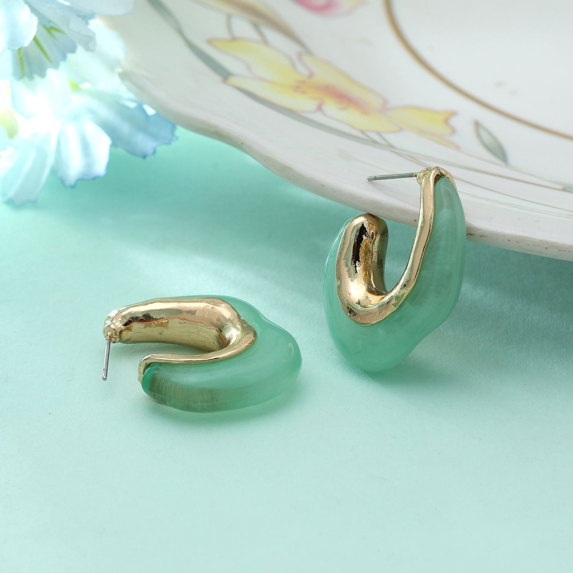 Pista Green Color Antique Earrings Elegant Traditional Ethnic Designer Statement Jewelry