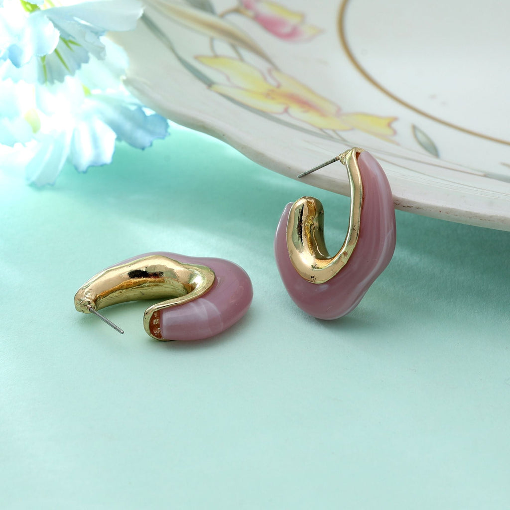 Pink Color Antique Earrings Charming Vintage Style Festive Ethnic Jewelry Design