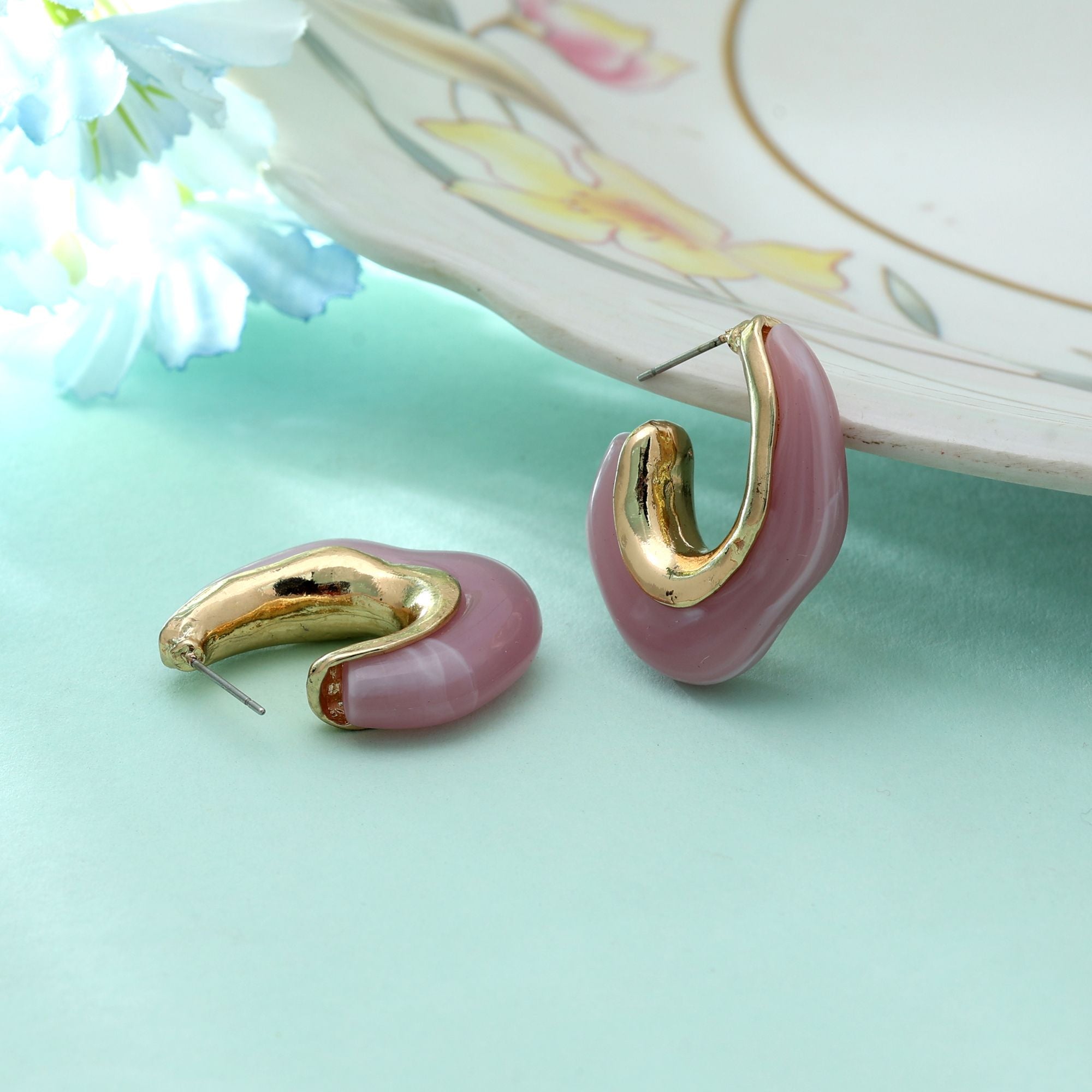 Pink Color Antique Earrings Charming Vintage Style Festive Ethnic Jewelry Design