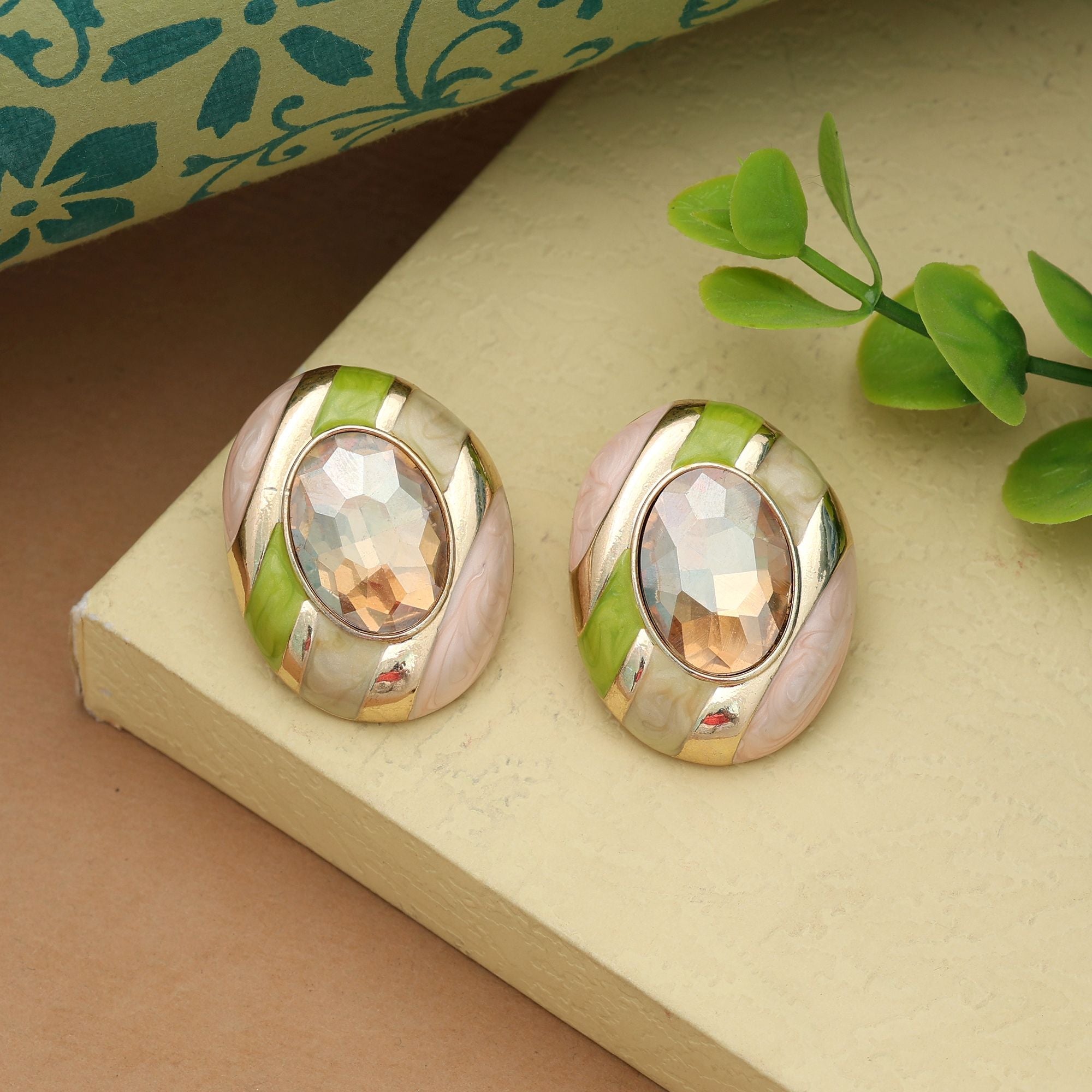 Gold Color Antique Earrings Classic Ethnic Heritage Style Statement Jewelry Design