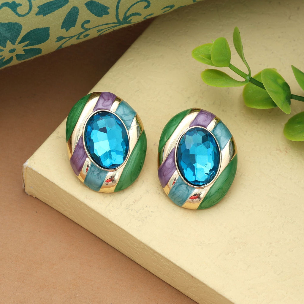 Turquoise Blue Color Antique Earrings Artistic Ethnic Antique Style Statement Jewelry