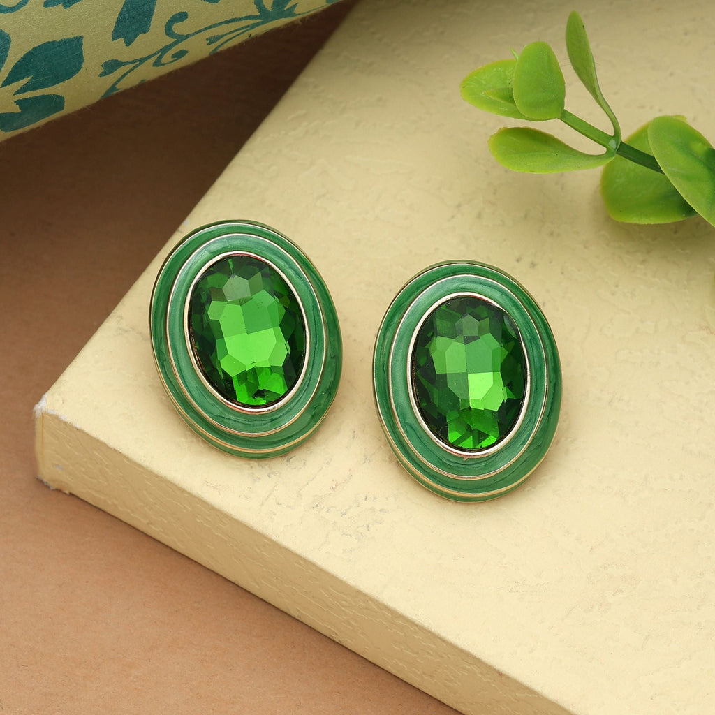 Green Color Antique Earrings Stylish Traditional Ethnic Vintage Jewelry Design