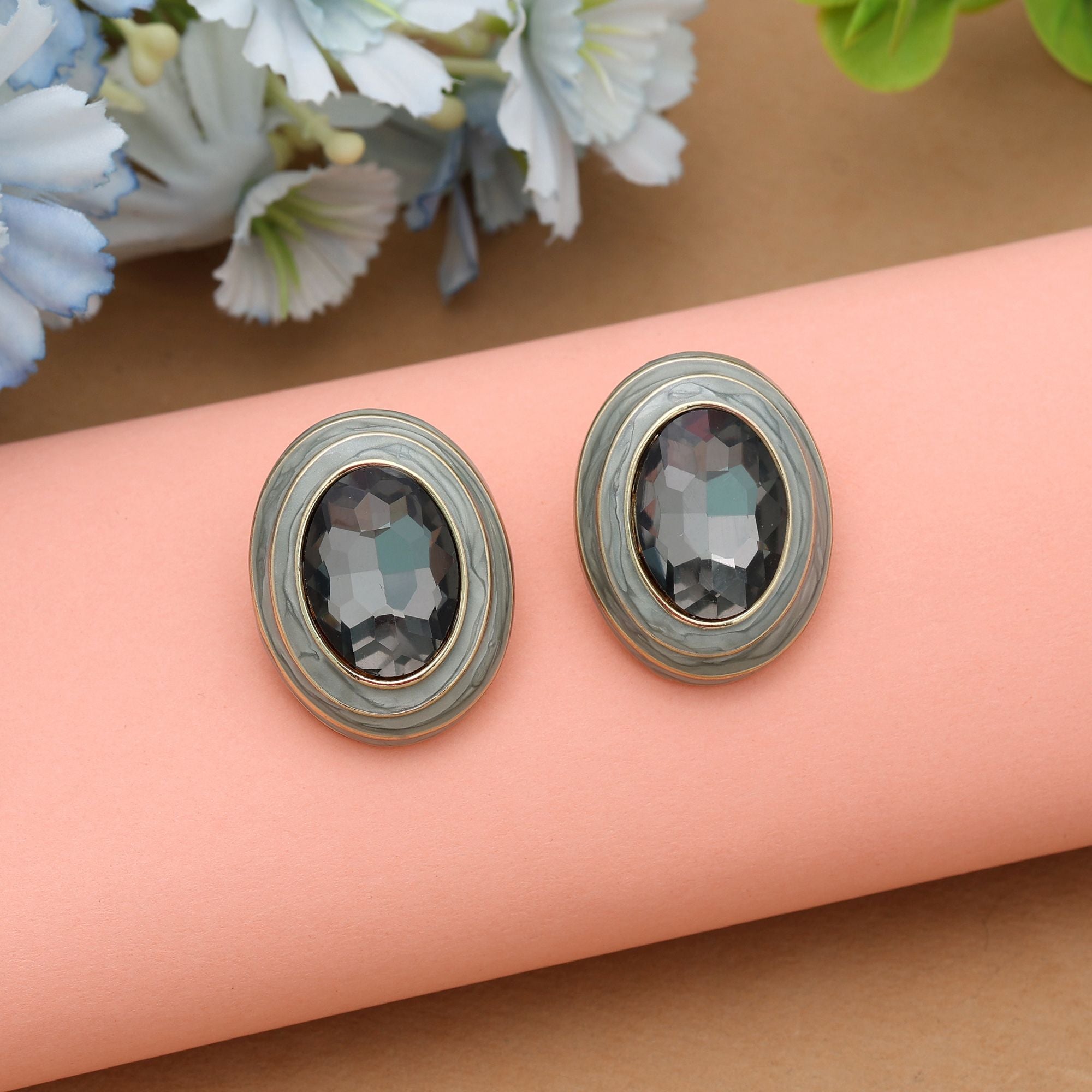 Grey Color Antique Earrings Modern Ethnic Antique Finish Stylish Jewelry Design
