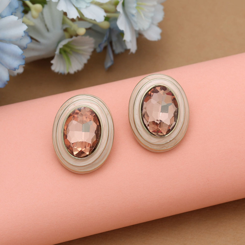 Peach Color Antique Earrings Elegant Traditional Vintage Ethnic Jewelry Design