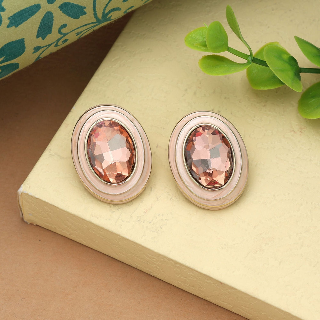 Peach Color Antique Earrings Elegant Traditional Vintage Ethnic Jewelry Design