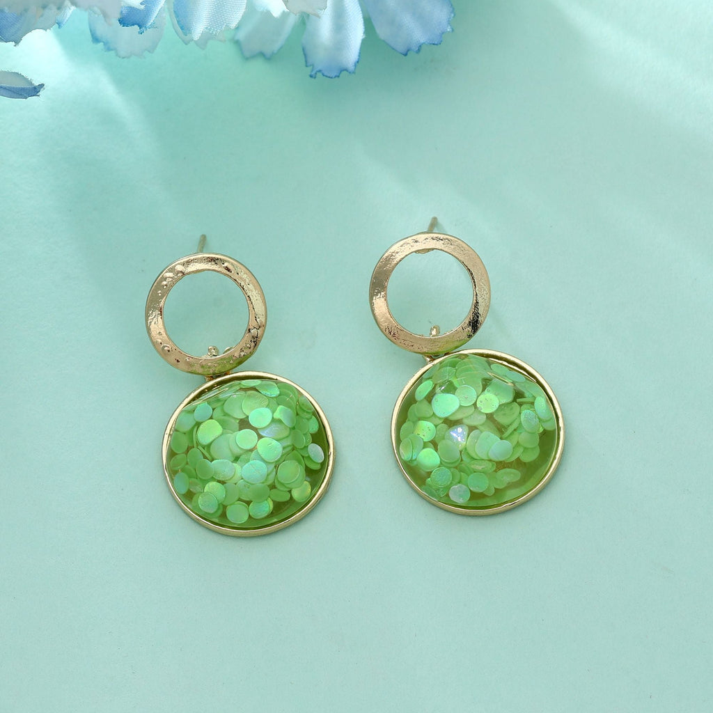 Pista Green Color Antique Earrings Classic Heritage Style Ethnic Jewelry Design