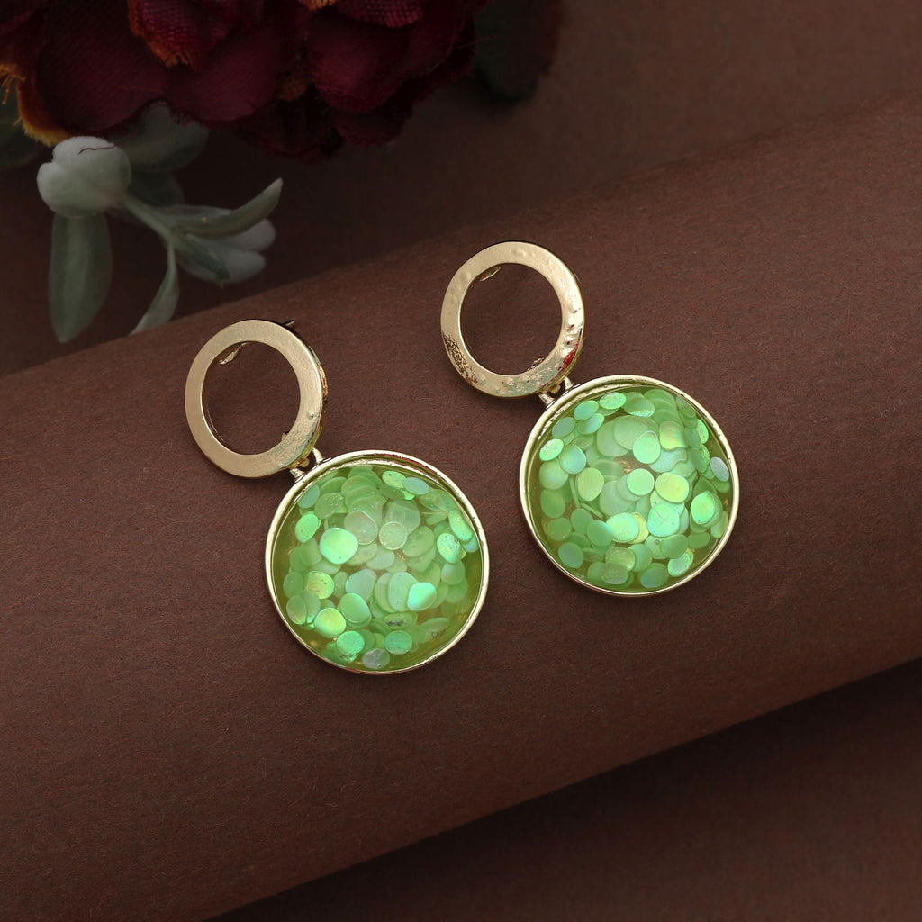 Pista Green Color Antique Earrings Classic Heritage Style Ethnic Jewelry Design