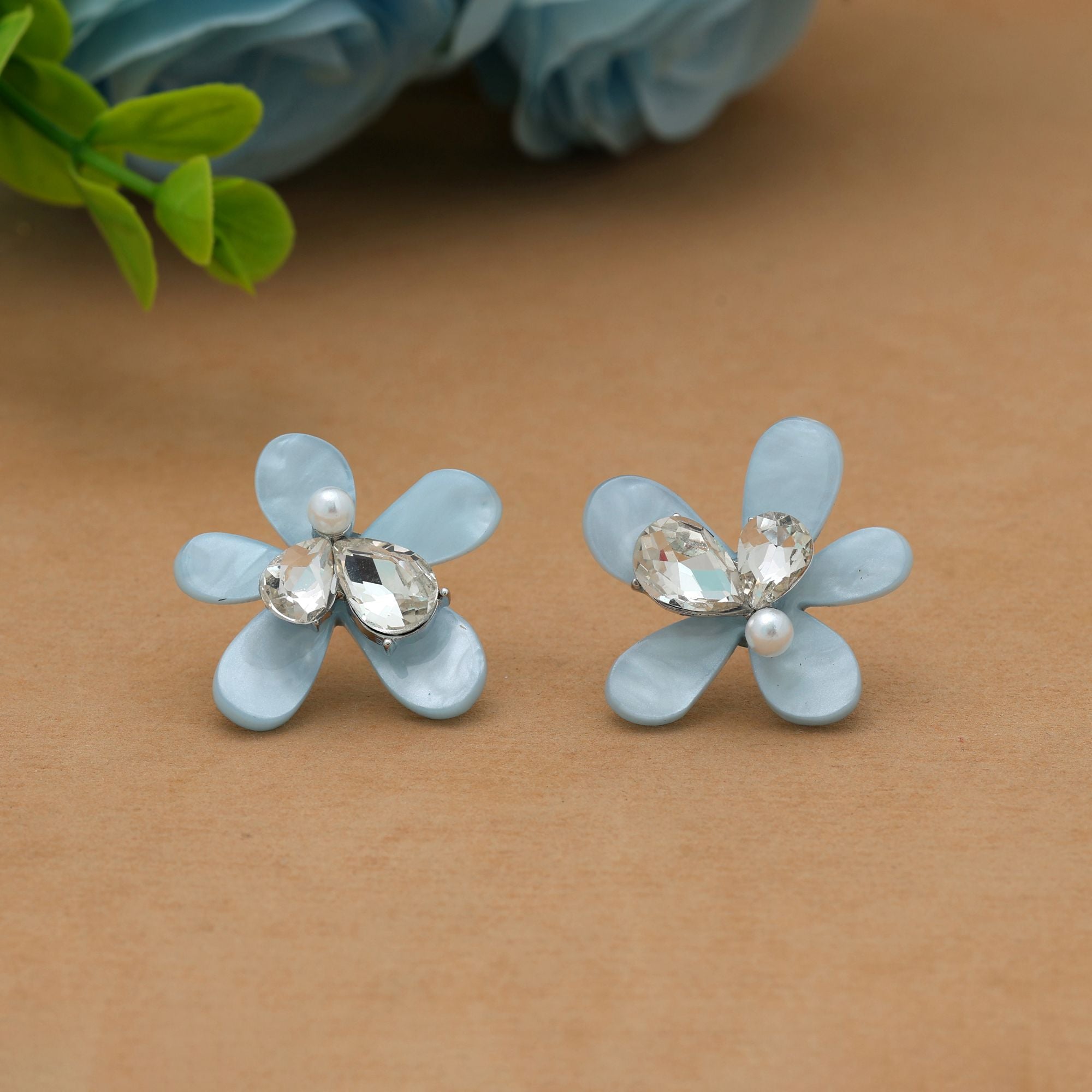 Sky Blue Color Antique Earrings Stylish Traditional Vintage Jewelry Design
