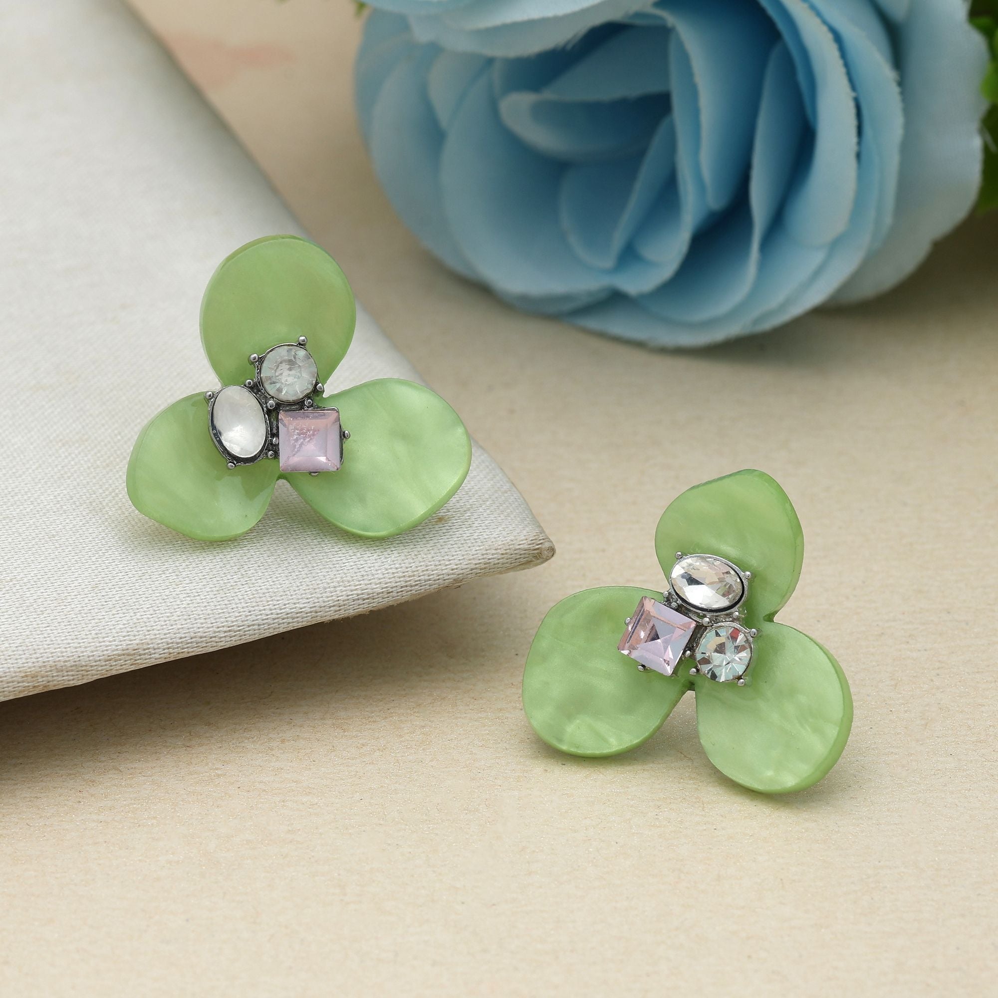 Pista Green Color Antique Earrings Classic Ethnic Antique Finish Jewelry