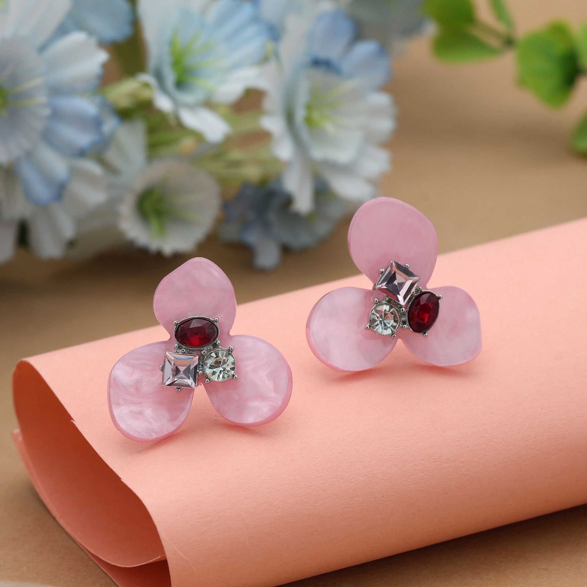 Pink Color Antique Earrings Charming Vintage Inspired Ethnic Jewelry Design
