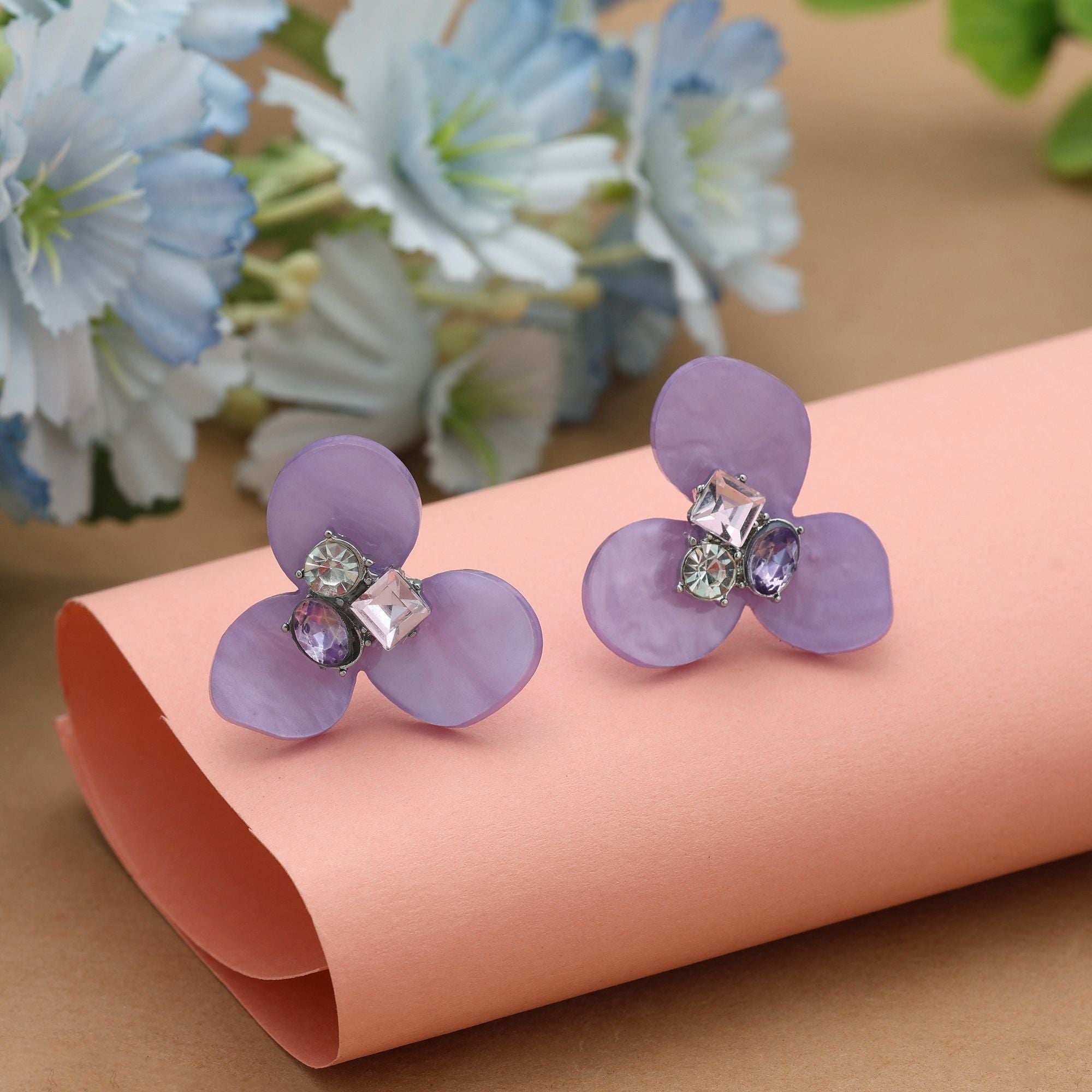 Purple Color Antique Earrings Stylish Ethnic Vintage Statement Jewelry