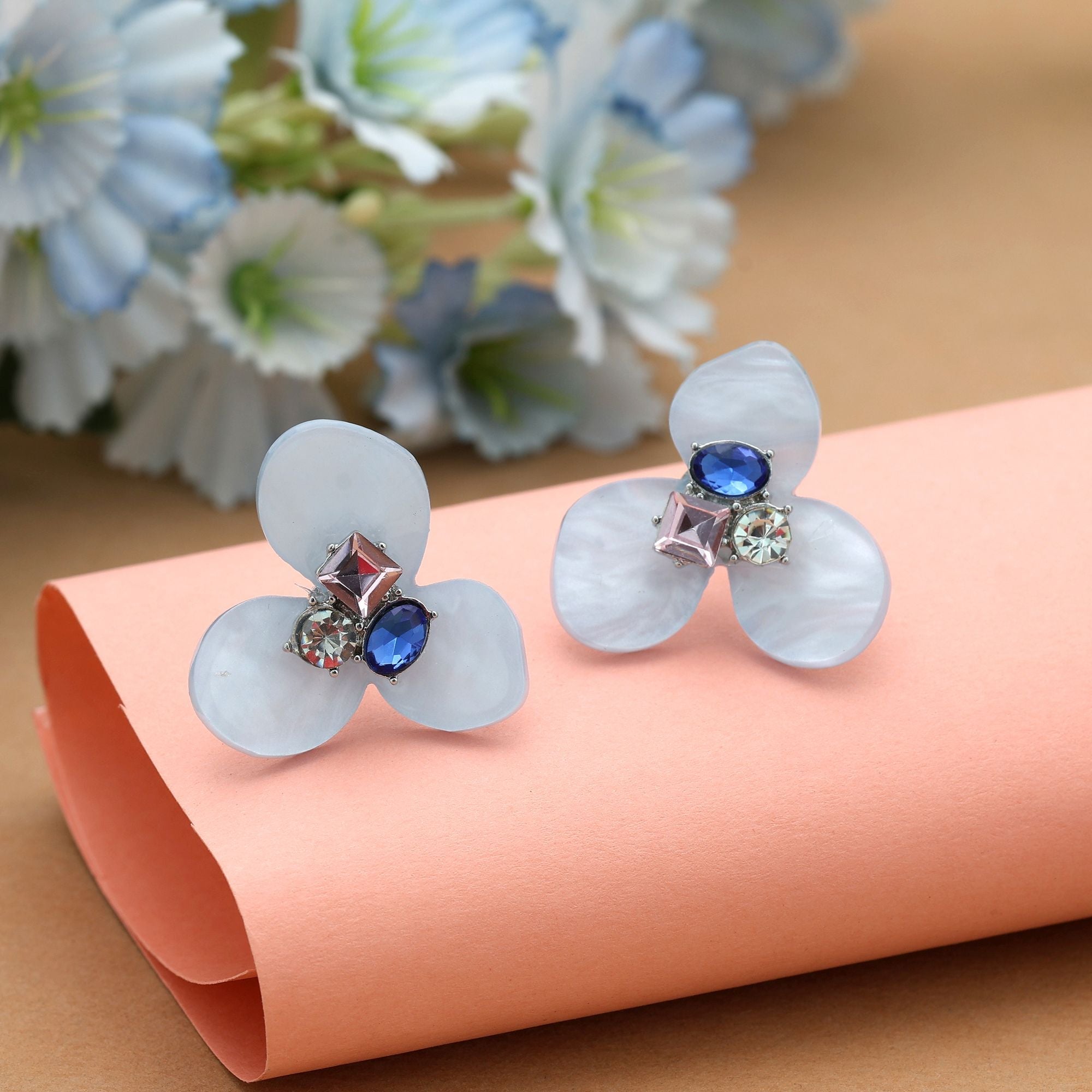 Sky Blue Color Antique Earrings Elegant Traditional Antique Style Jewelry
