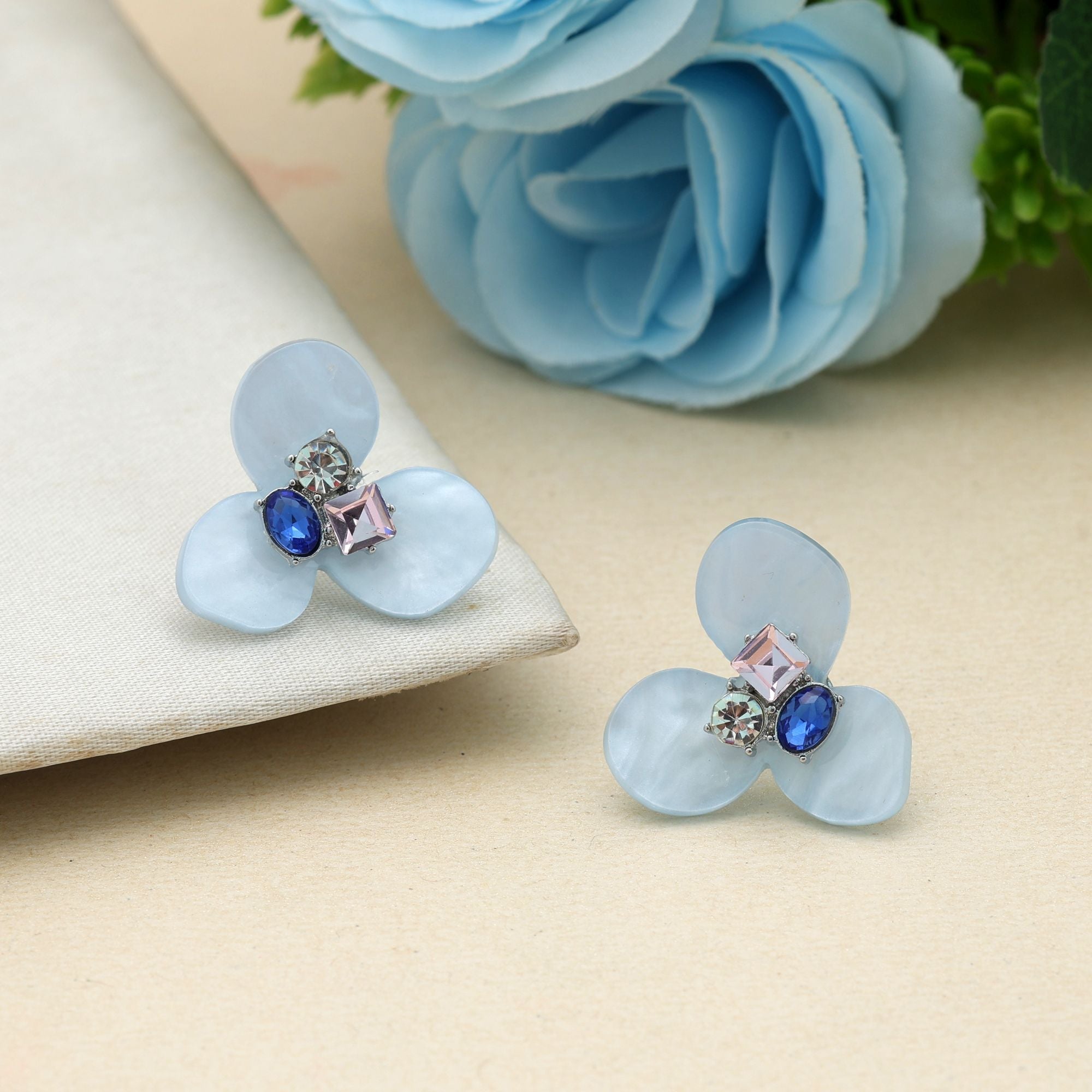 Sky Blue Color Antique Earrings Elegant Traditional Antique Style Jewelry