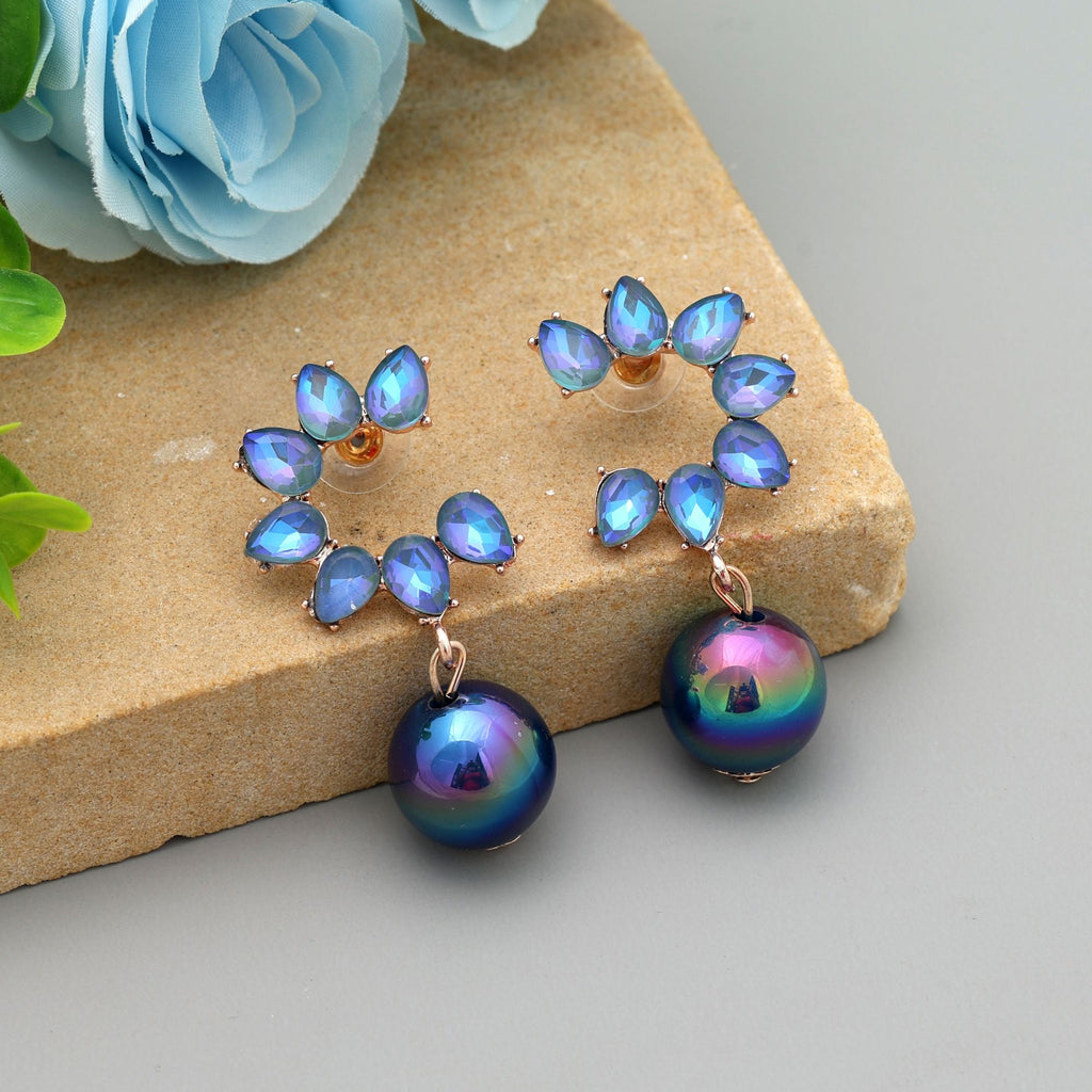 Blue Color Antique Earrings Elegant Vintage Inspired Ethnic Jewelry