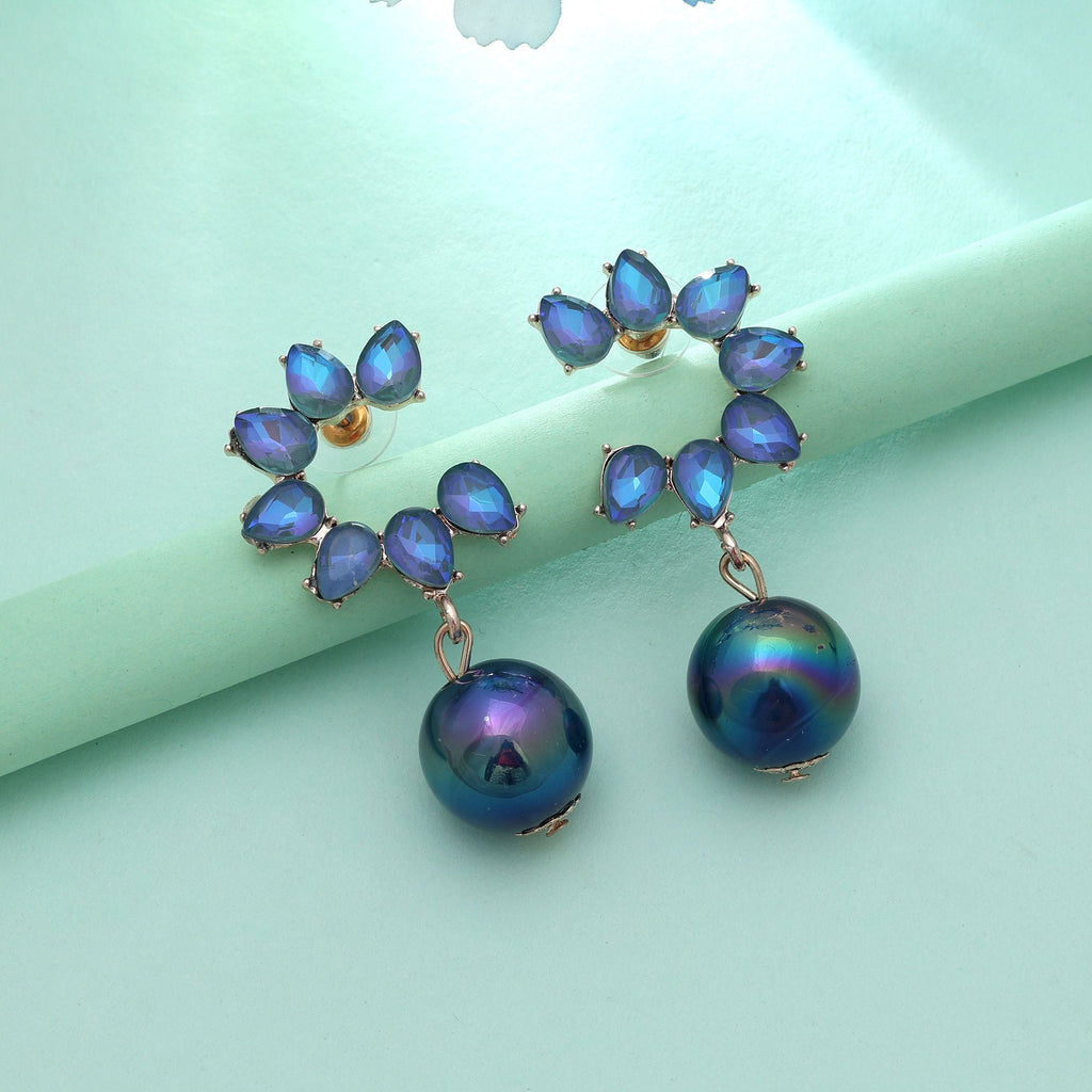Blue Color Antique Earrings Elegant Vintage Inspired Ethnic Jewelry