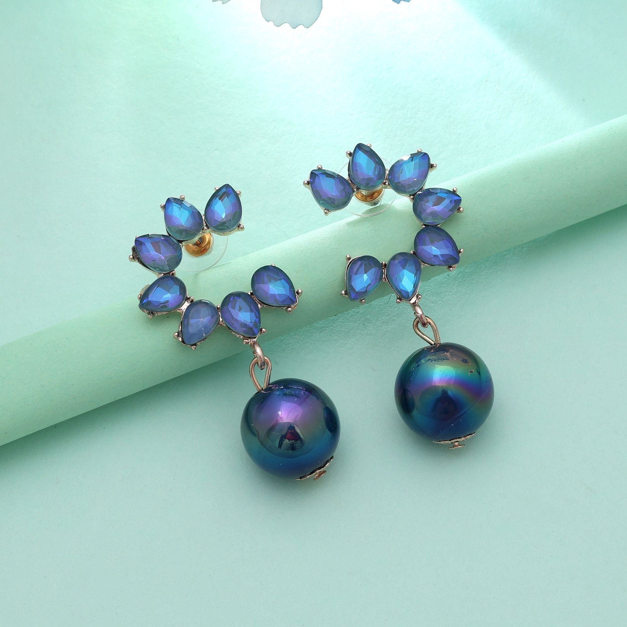 Blue Color Antique Earrings Elegant Vintage Inspired Ethnic Jewelry
