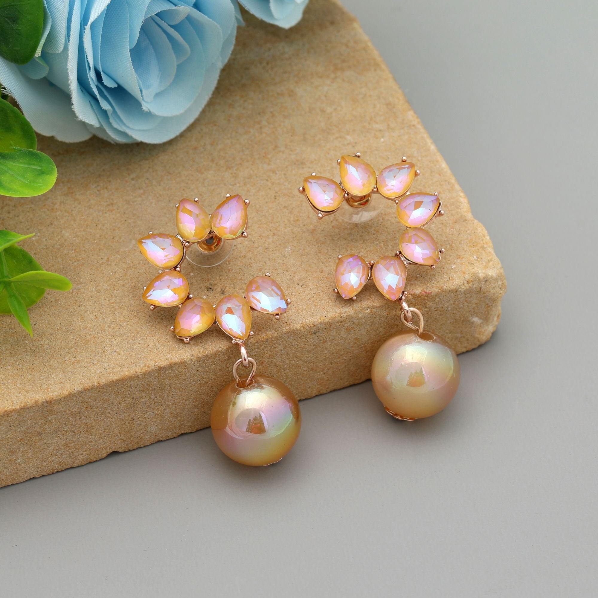 Gold Color Antique Earrings Classic Vintage Ethnic Jewelry Design