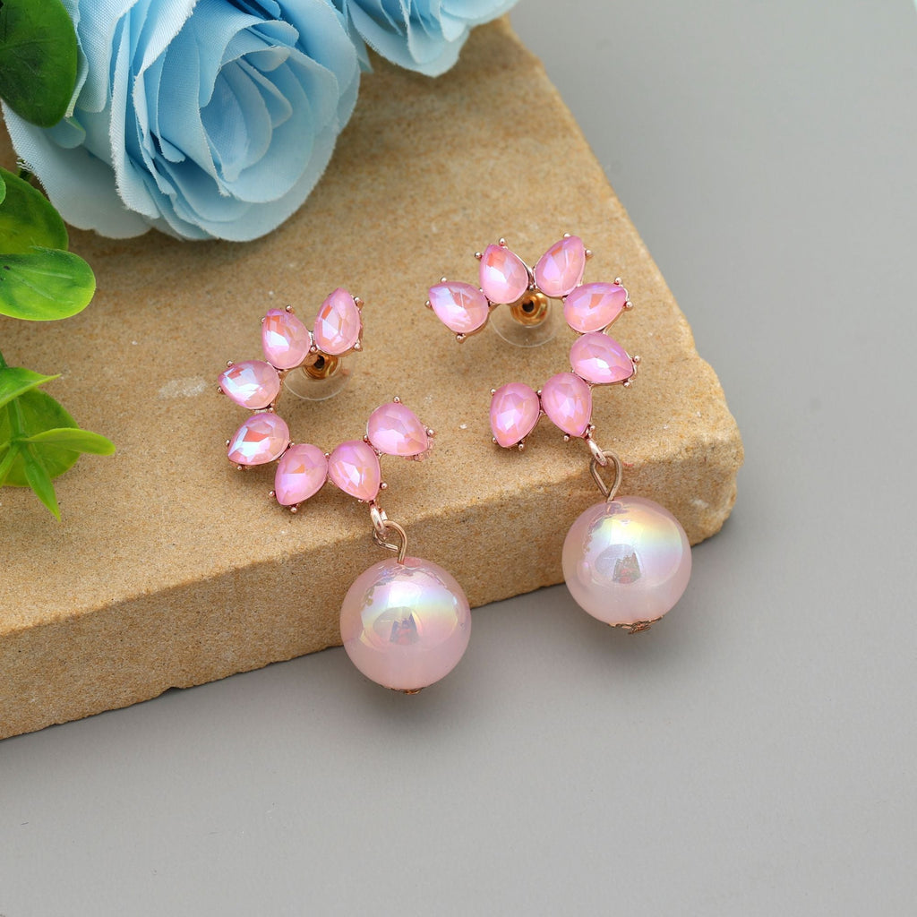 Pink Color Antique Earrings Stylish Traditional Antique Finish Jewelry
