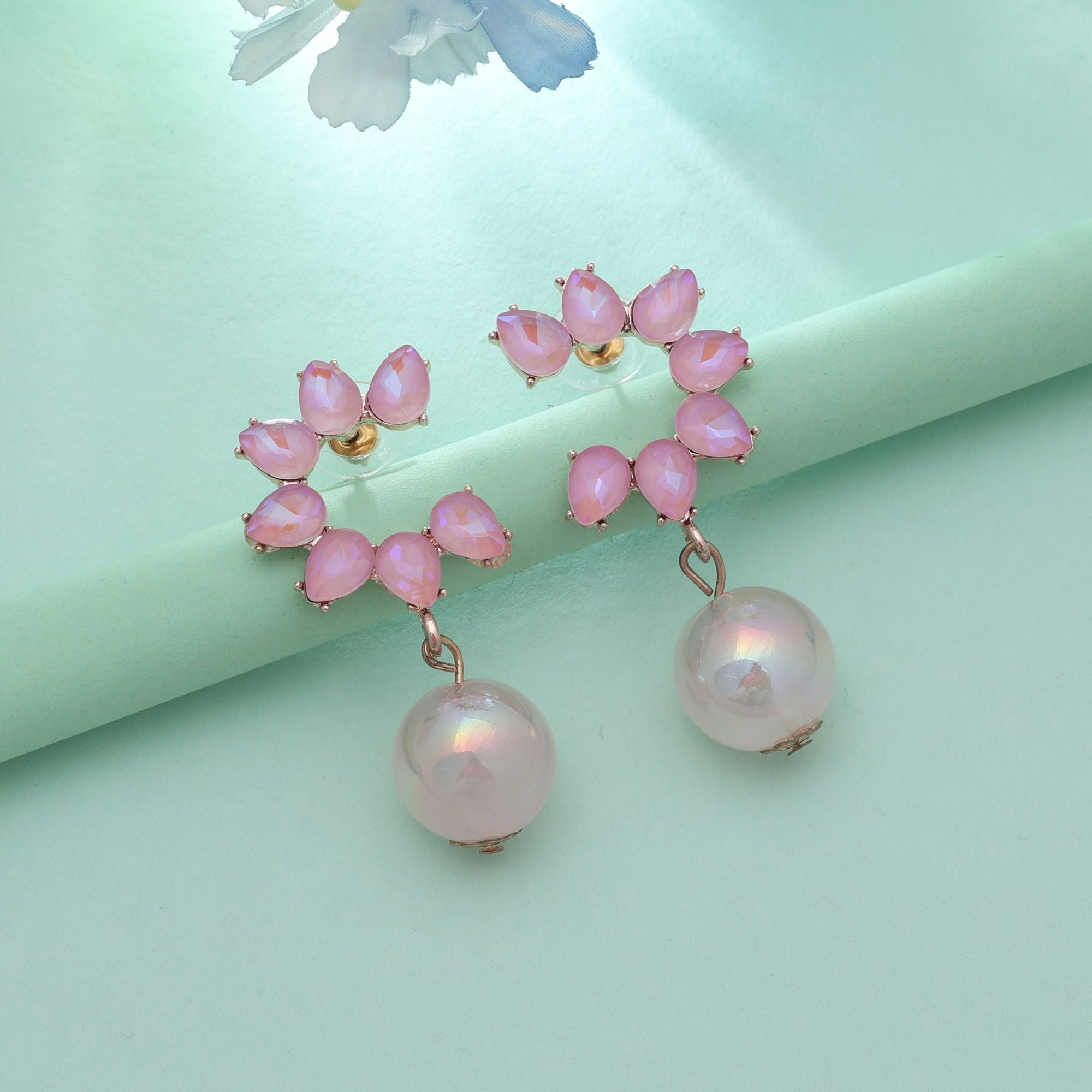 Pink Color Antique Earrings Stylish Traditional Antique Finish Jewelry
