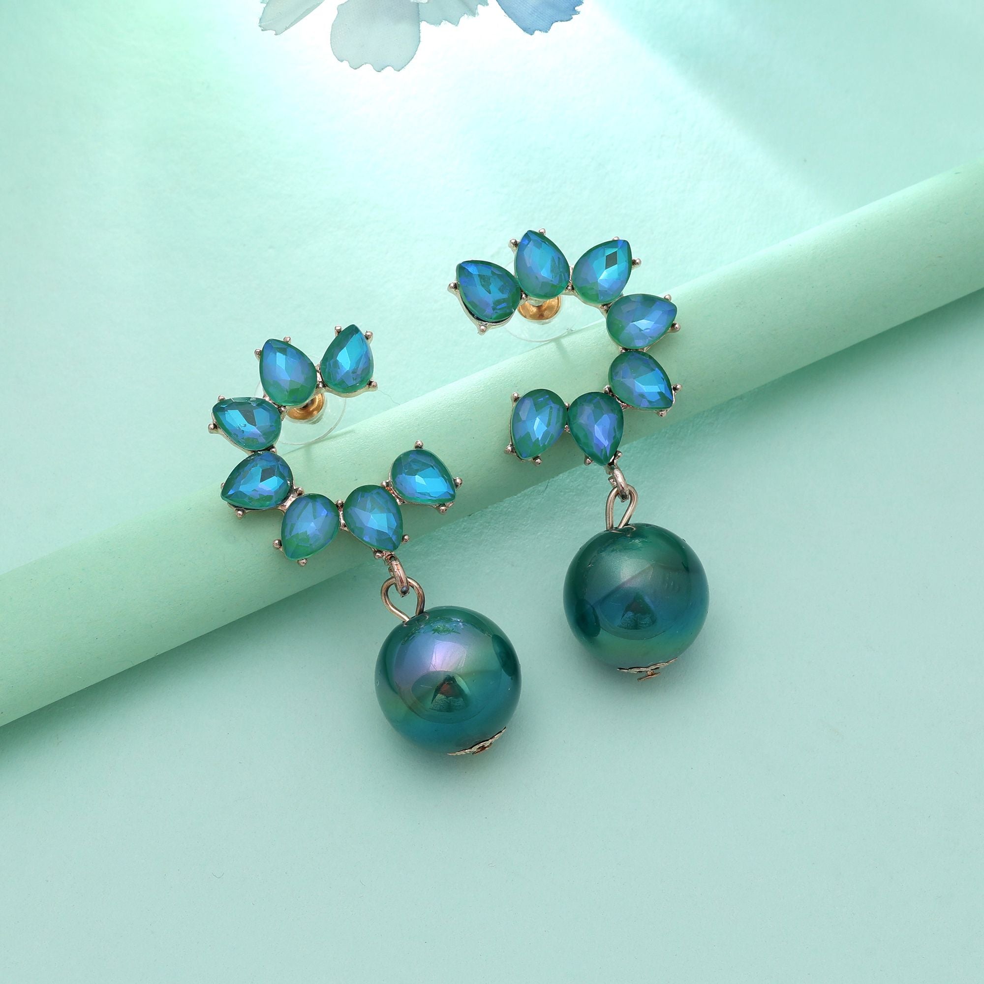 Rama Green Color Antique Earrings Stylish Antique Traditional Jewelry Design
