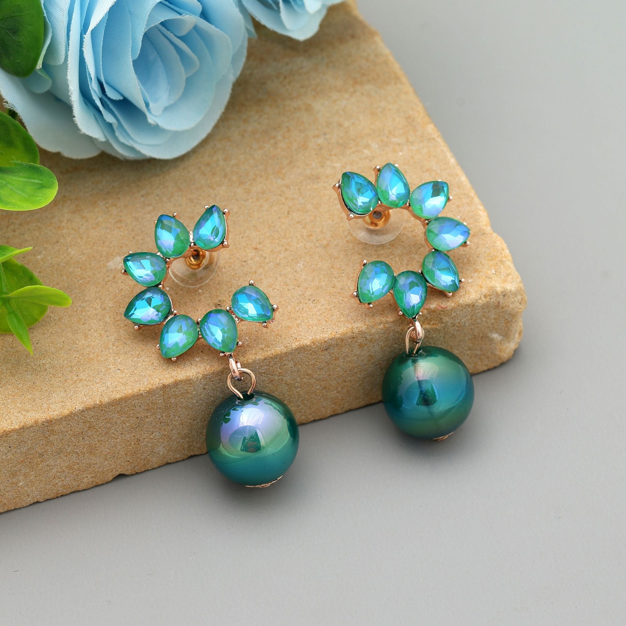 Rama Green Color Antique Earrings Stylish Antique Traditional Jewelry Design