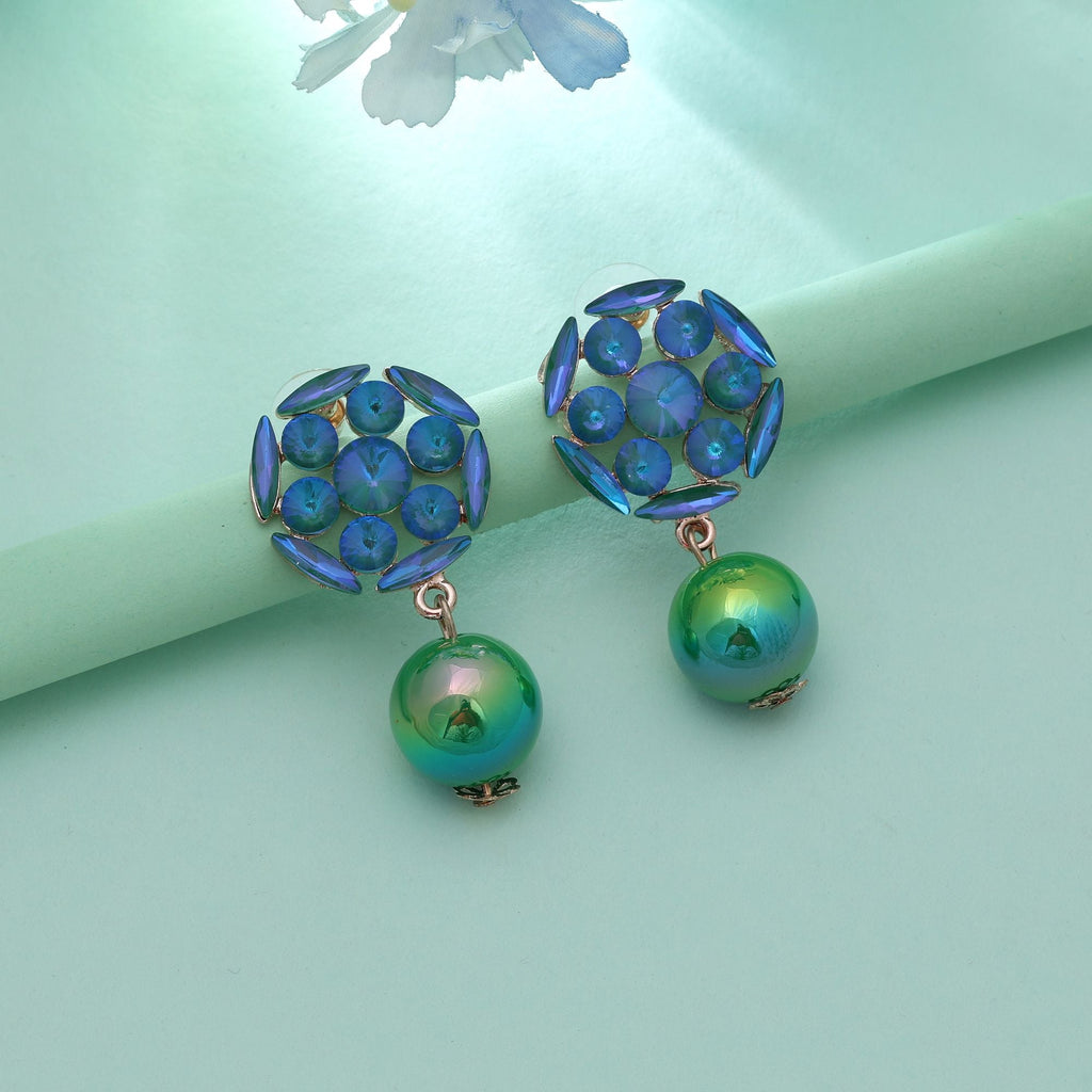 Blue Color Antique Earrings Elegant Ethnic Antique Finish Jewelry