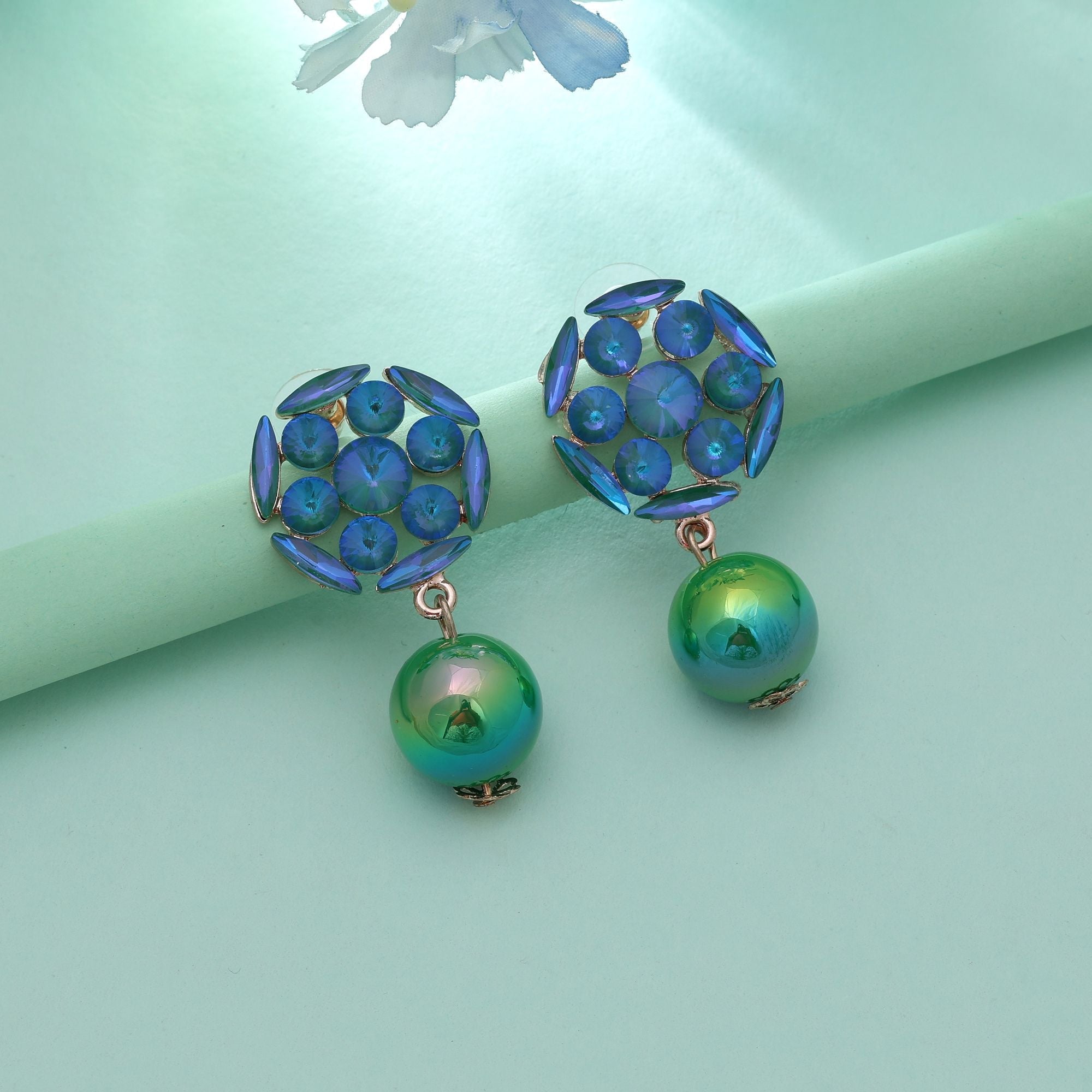 Blue Color Antique Earrings Elegant Ethnic Antique Finish Jewelry