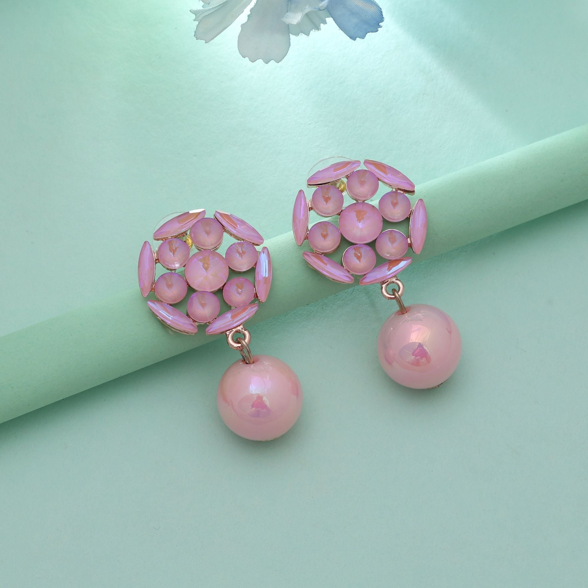 Pink Color Antique Earrings Stylish Ethnic Vintage Jewelry Design