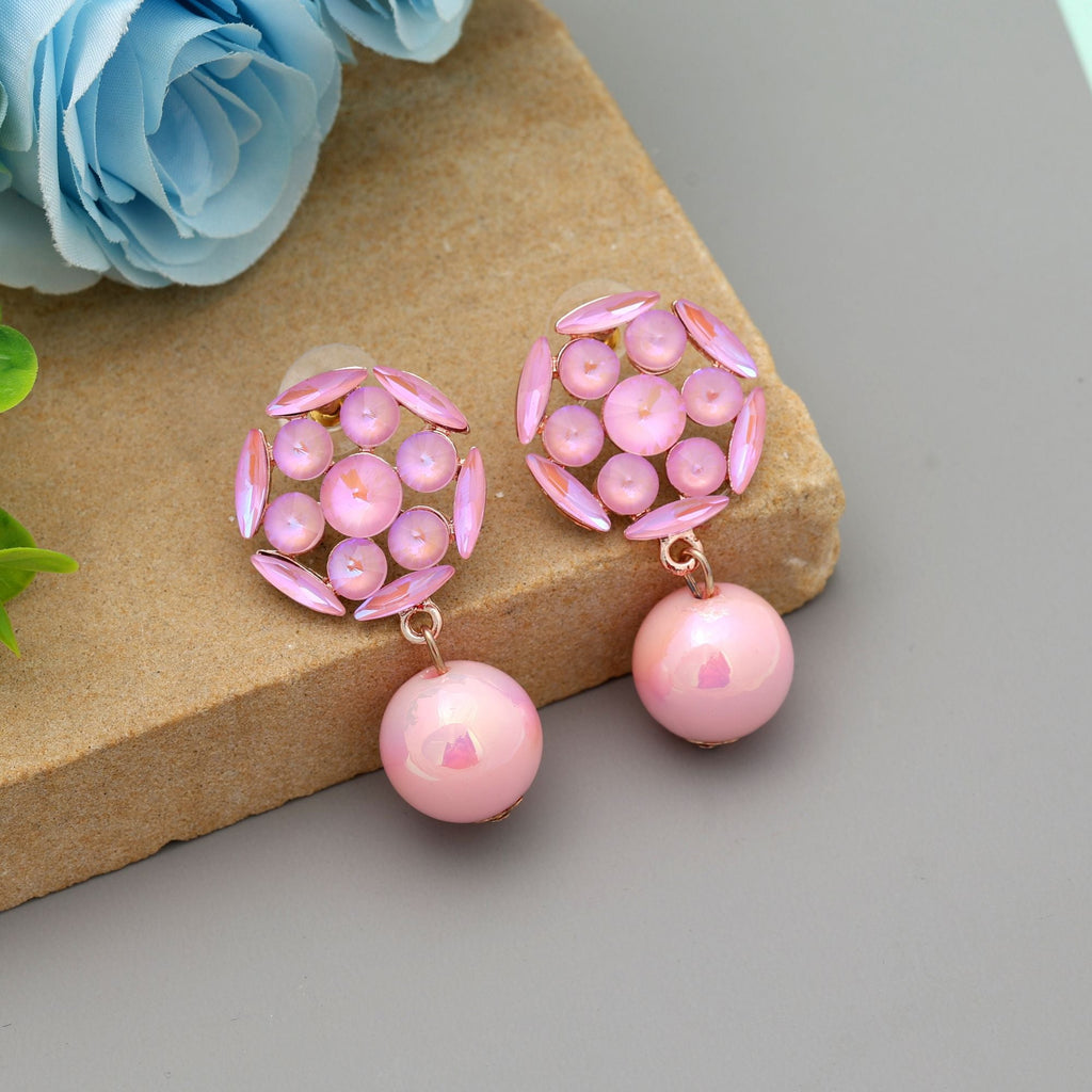 Pink Color Antique Earrings Stylish Ethnic Vintage Jewelry Design