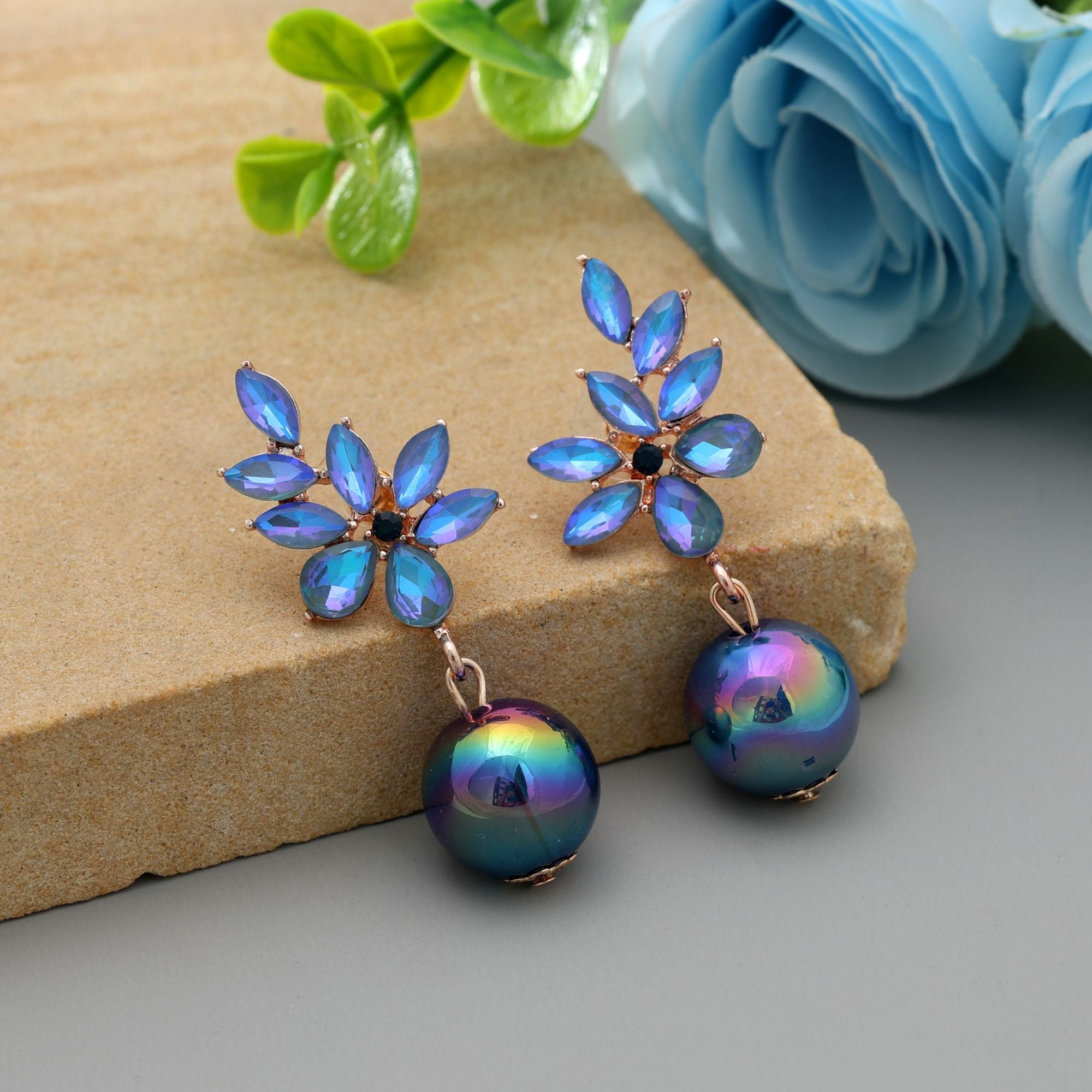 Blue Color Antique Earrings Elegant Traditional Antique Jewelry