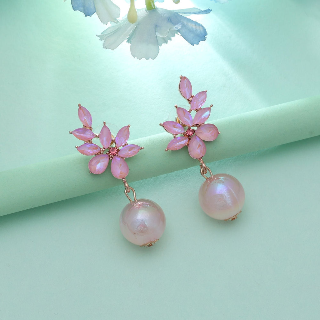 Pink Color Antique Earrings Charming Vintage Style Ethnic Jewelry