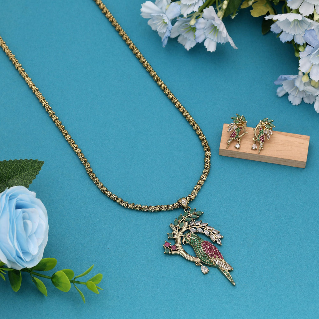 Multi Color American Diamond Necklace Set Crafted To Enhance Bridal And Party Fashion Looks